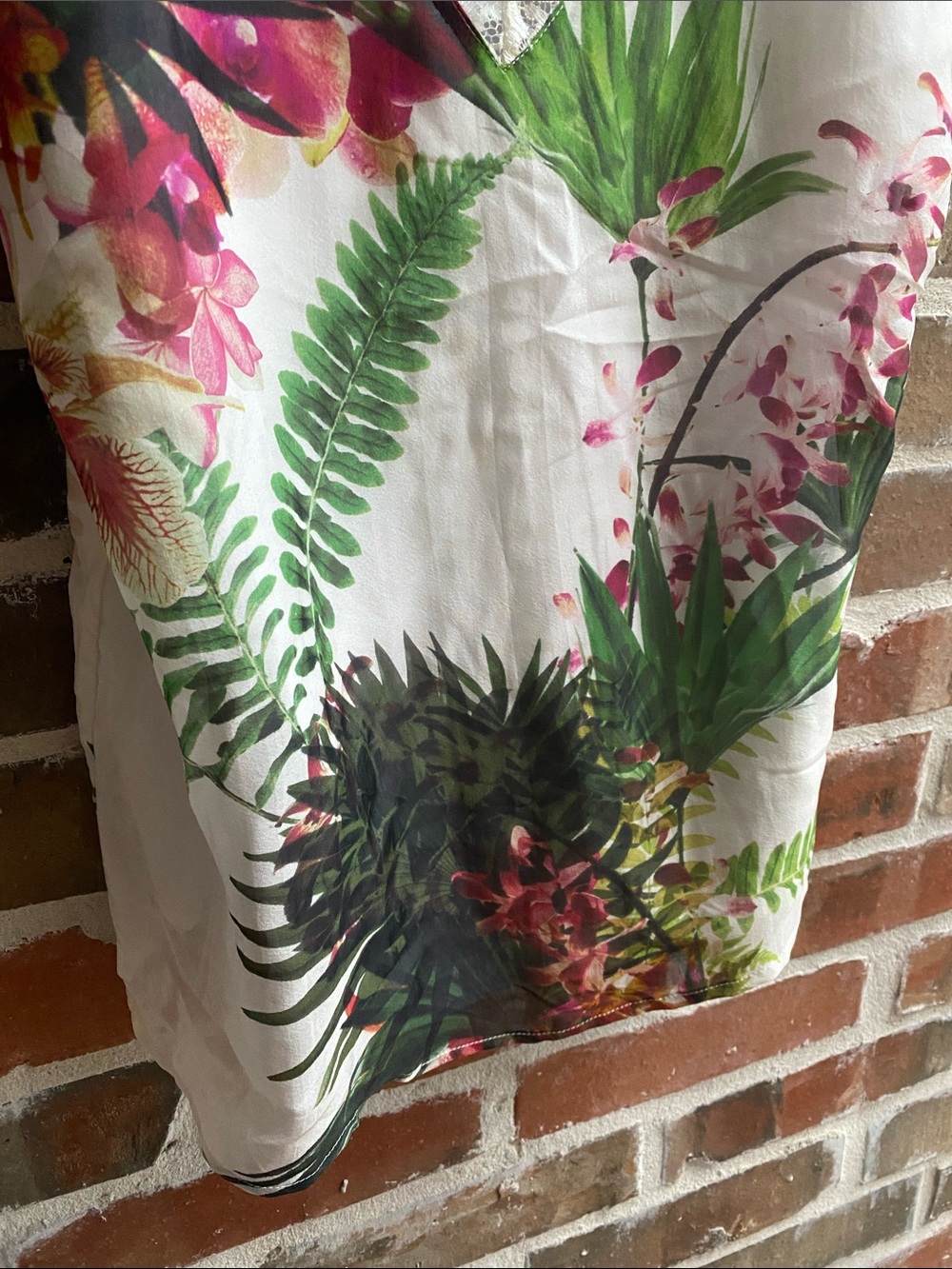 AS by DF Paradise Floral White Lace-Trim Silk Cami Size Small - Picture 5 of 15